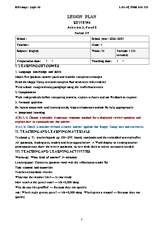 Kế hoạch bài dạy Tiếng Anh Global Success Lớp 4 - Tuần 35 - Năm học 2026-2027 (Tích hợp Năng lực số và AI)