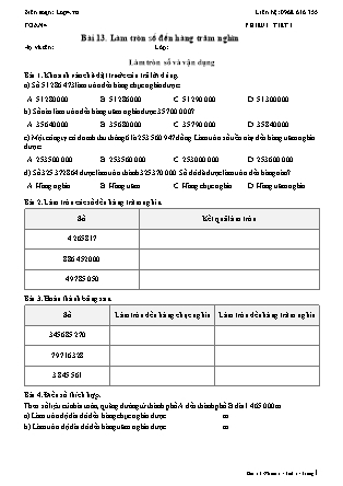 Phiếu Bài tập hằng ngày Toán Lớp 4 - Bài 13. Làm tròn số đến hàng trăm nghìn - Kết nối tri thức (Năm học 2026-2027)