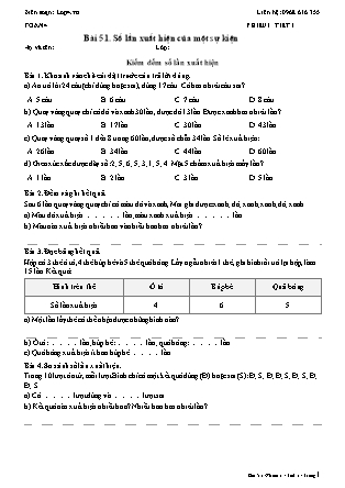 Phiếu Bài tập hằng ngày Toán Lớp 4 - Bài 51. Số lần xuất hiện của một sự kiện - Kết nối tri thức (Năm học 2026-2027)