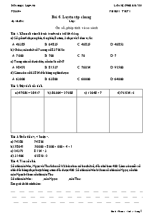 Phiếu Bài tập hằng ngày Toán Lớp 4 - Bài 6. Luyện tập chung - Kết nối tri thức (Năm học 2026-2027)