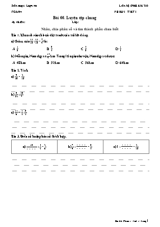 Phiếu Bài tập hằng ngày Toán Lớp 4 - Bài 66. Luyện tập chung - Kết nối tri thức (Năm học 2026-2027)