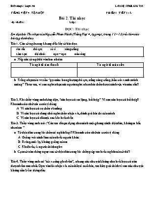Phiếu Bài tập hằng ngày Tiếng Việt 4 - Bài 2. Thi nhạc - Kết nối tri thức (Năm học 2026-2027)