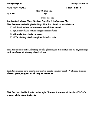 Phiếu Bài tập hằng ngày Tiếng Việt 4 - Bài 22. Cái cầu - Kết nối tri thức (Năm học 2026-2027)