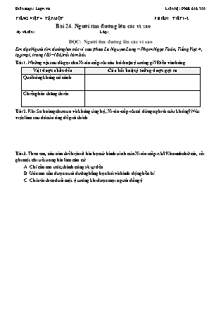 Phiếu Bài tập hằng ngày Tiếng Việt 4 - Bài 24. Người tìm đường lên các vì sao - Kết nối tri thức (Năm học 2026-2027)