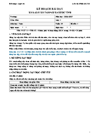 Kế hoạch bài dạy Toán Lớp 4 - Tuần 3 - Năm học 2026-2027 (Tích hợp năng lực số và AI)