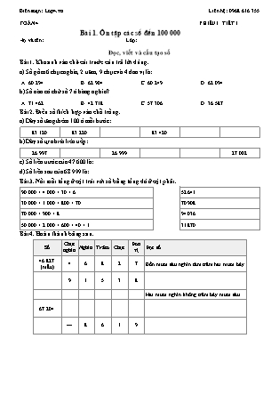 Phiếu Bài tập hằng ngày Toán Lớp 4 - Bài 1. Ôn tập các số đến 100 000 - Kết nối tri thức (Năm học 2026-2027)