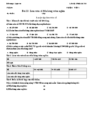Phiếu Bài tập hằng ngày Toán Lớp 4 - Bài 13. Làm tròn số đến hàng trăm nghìn - Kết nối tri thức (Năm học 2026-2027)