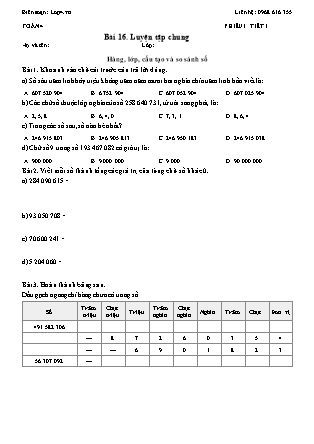 Phiếu Bài tập hằng ngày Toán Lớp 4 - Bài 16. Luyện tập chung - Kết nối tri thức (Năm học 2026-2027)