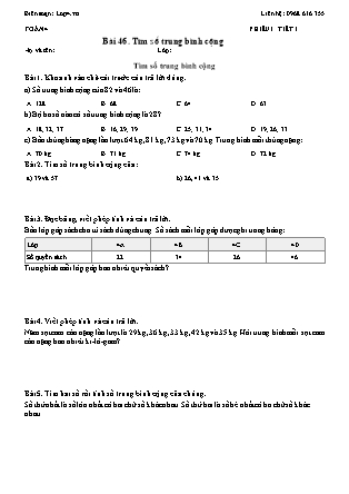 Phiếu Bài tập hằng ngày Toán Lớp 4 - Bài 46. Tìm số trung bình cộng - Kết nối tri thức (Năm học 2026-2027)